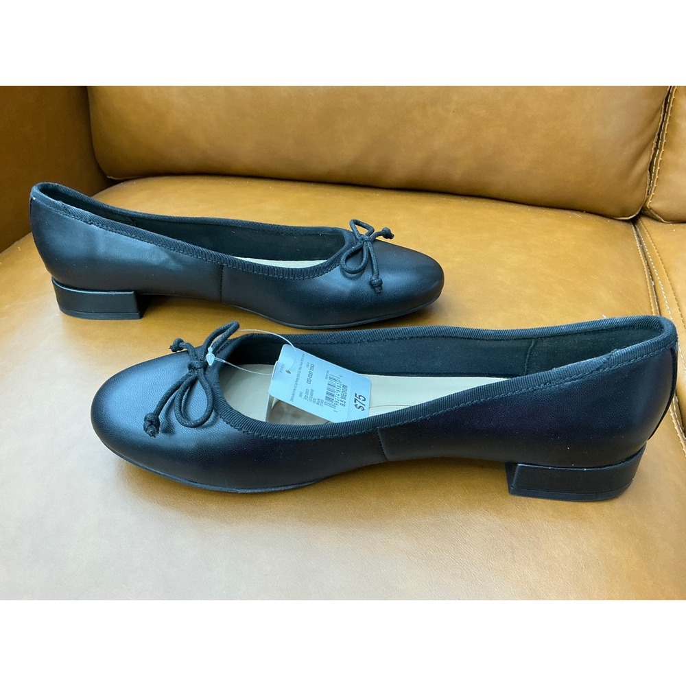 Liz Claiborne LC Cecil Flats Womens 8.5 Black Memory Foam Bow Accent Low Heel - Picture 2 of 8